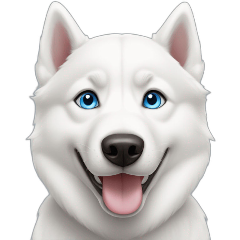 White Siberian husky smile  blue eyes emoji