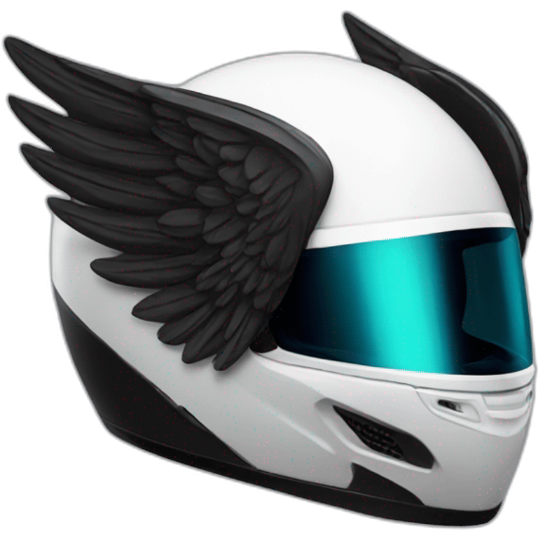 black moto helmet with wings emoji