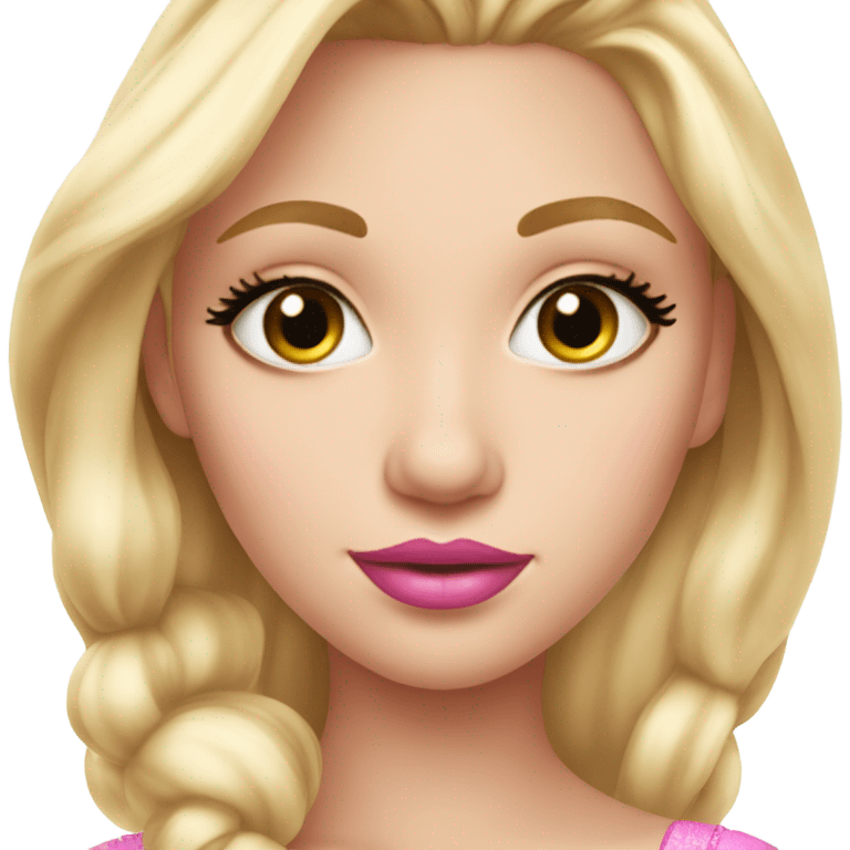 Beautiful blonde princess with eyelashes, pink lip gloss emoji