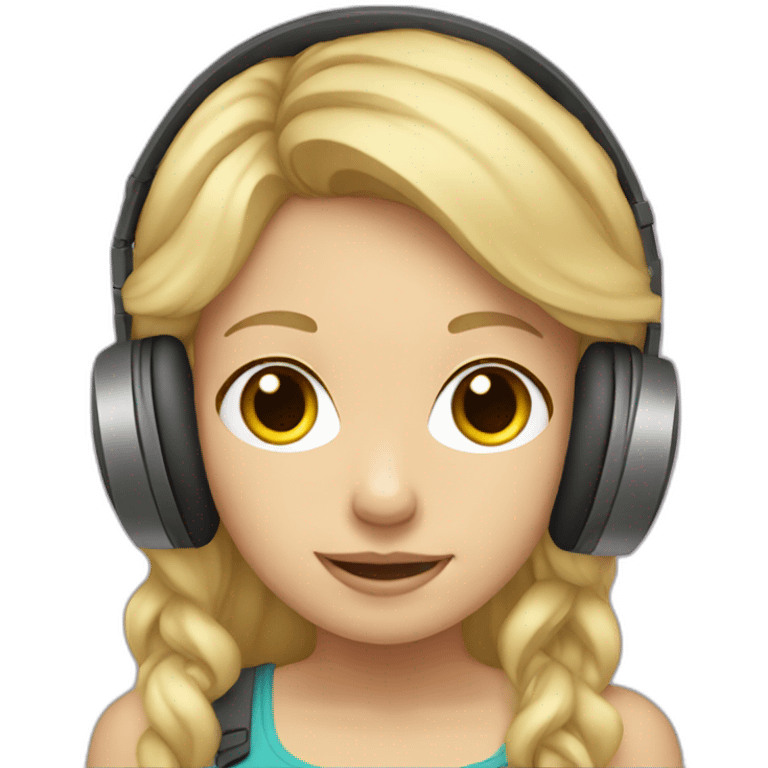 blonde-haired girl with overear headphones emoji