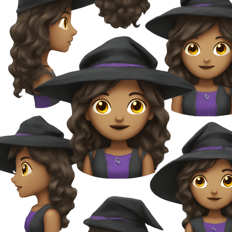 Brunette girl witch medium hair  emoji