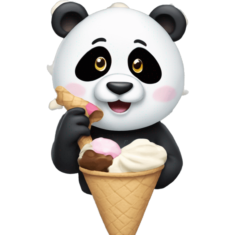 Panda eating ice cream emoji