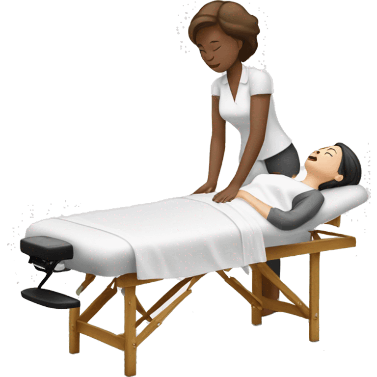 White female giving a professional massage with table emoji