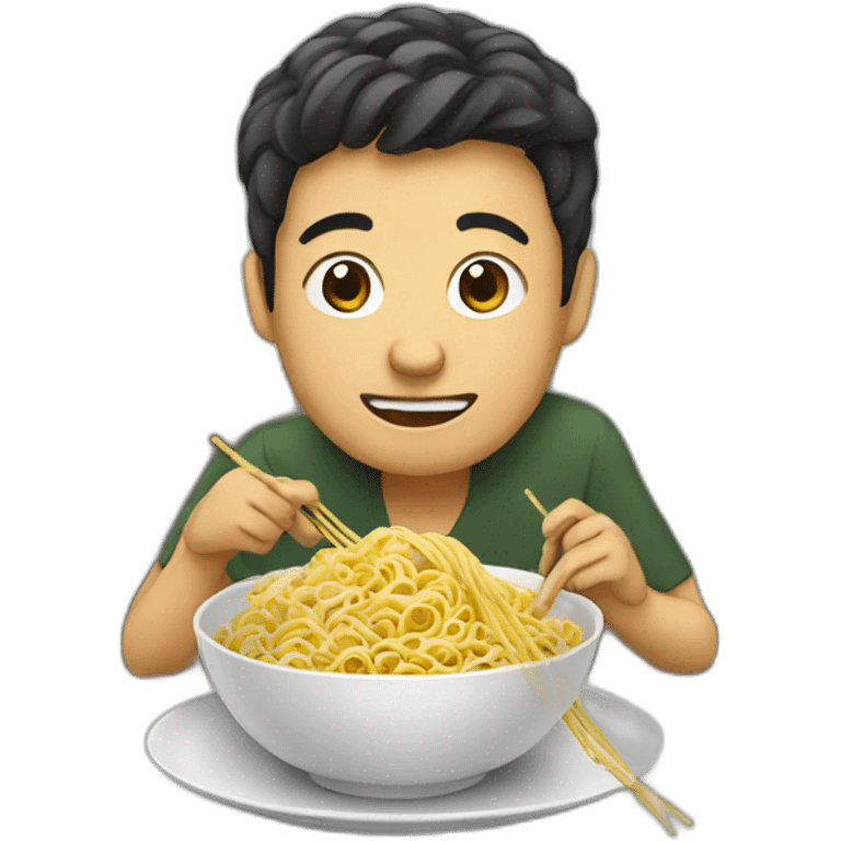 Indonesian guy eating noodles emoji