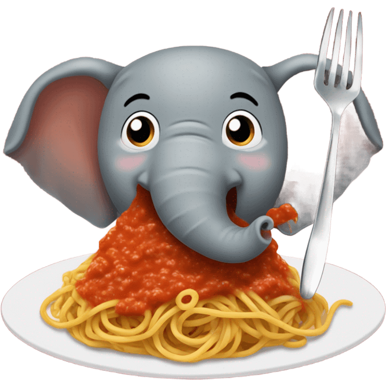 Elephant eating spaghetti with marinara emoji