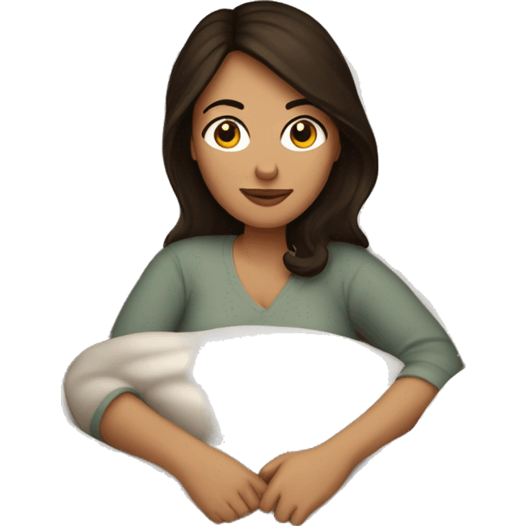 Cosy brunette woman in bed emoji