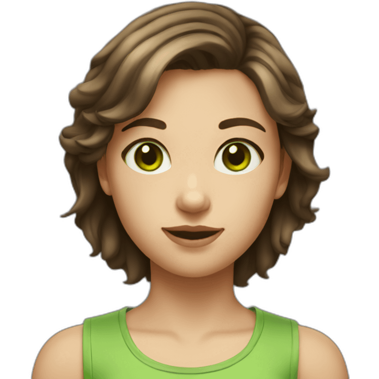 Young girl with short brown hair and green eyes emoji