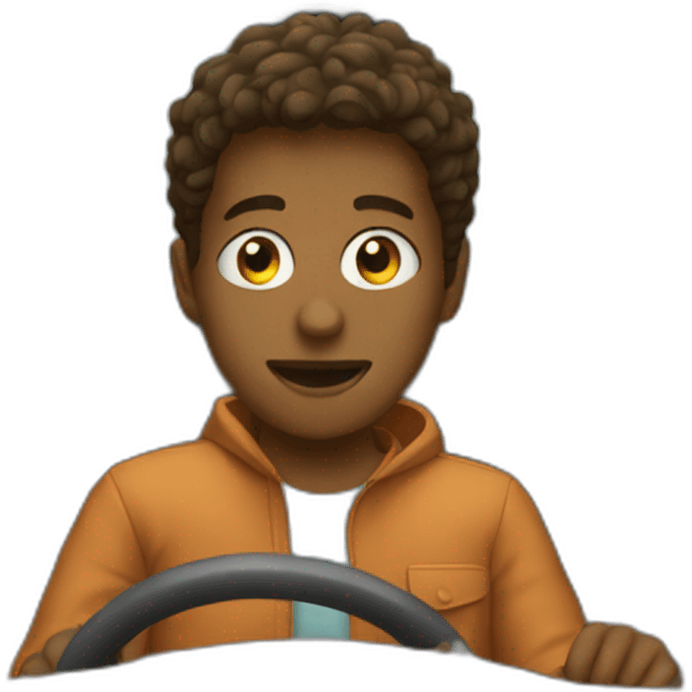 A boy driving car emoji