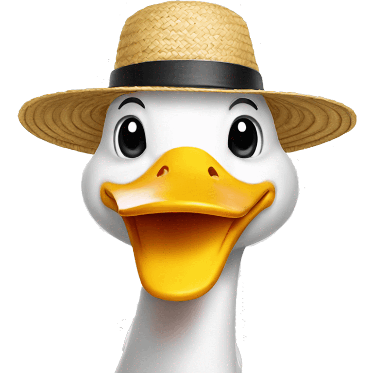 white duck with a straw hat holding his hand like this emoji 🤙 emoji