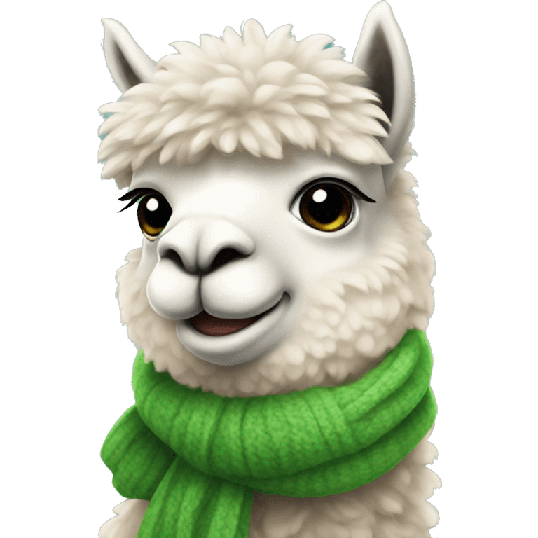 Alpaca with green scarf emoji