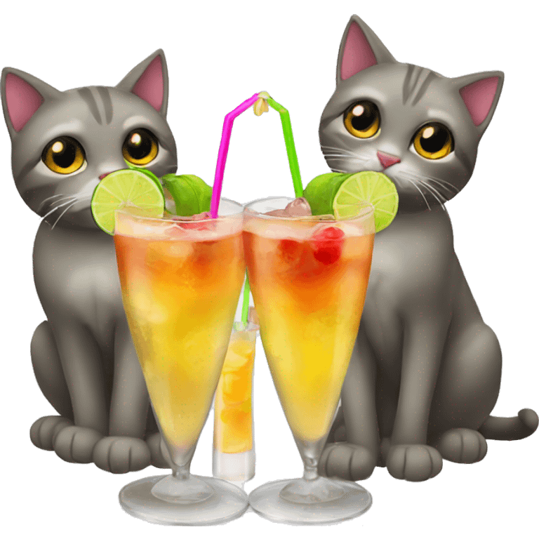 four cats clinking cocktails emoji