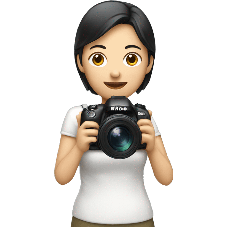 asian woman holding a nikon camera emoji