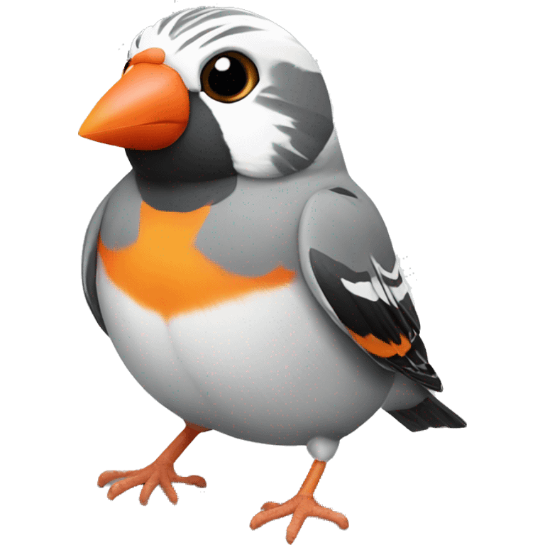 Zebra finch with orange cheeks and grey body with black tail emoji