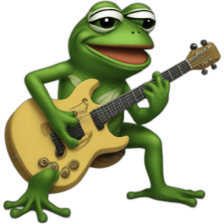 pepe frog playing guitar rock emoji