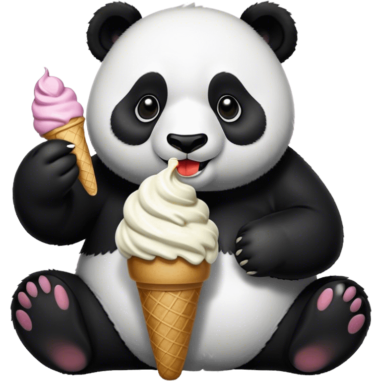 Panda eating ice cream emoji