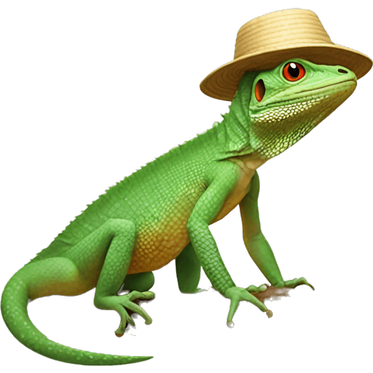 A lizard with a Vietnamese hat ￼ emoji