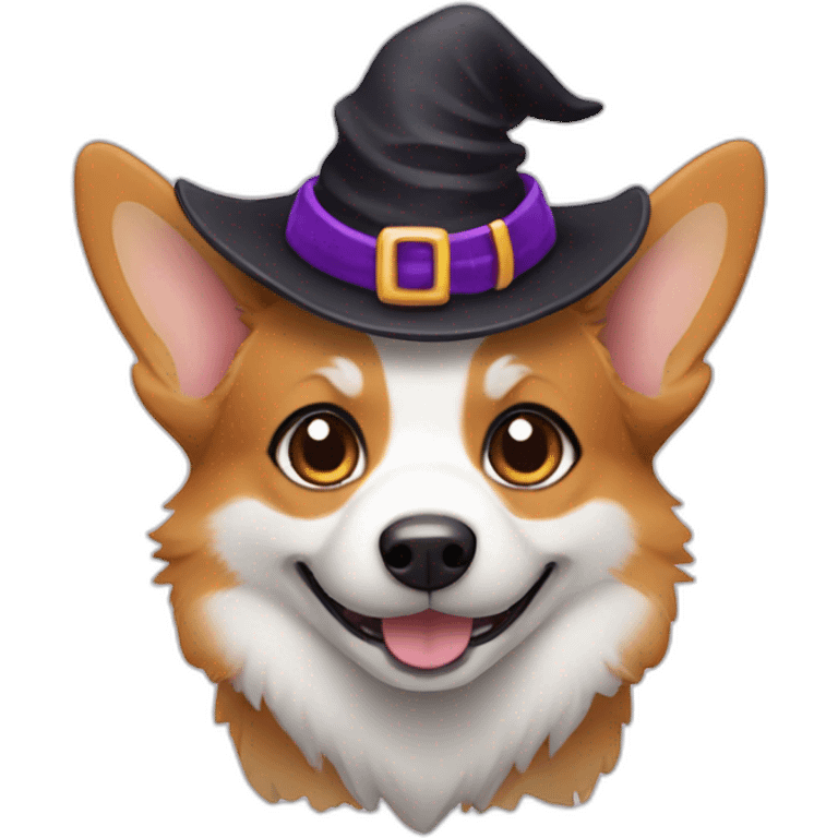 Corgi wearing witch costume emoji