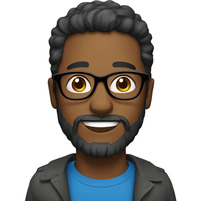 Brown -skin man, with beard and blue glasses emoji