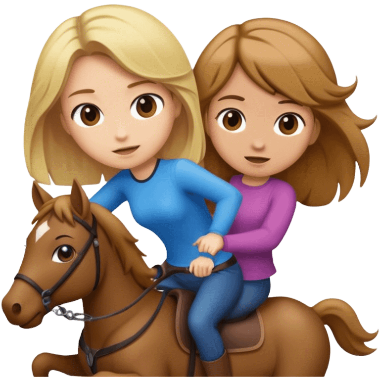 Blonde Girl rideing Brown hair girl emoji