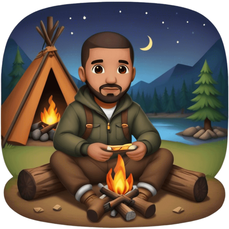 Drake warming up by the campfire emoji