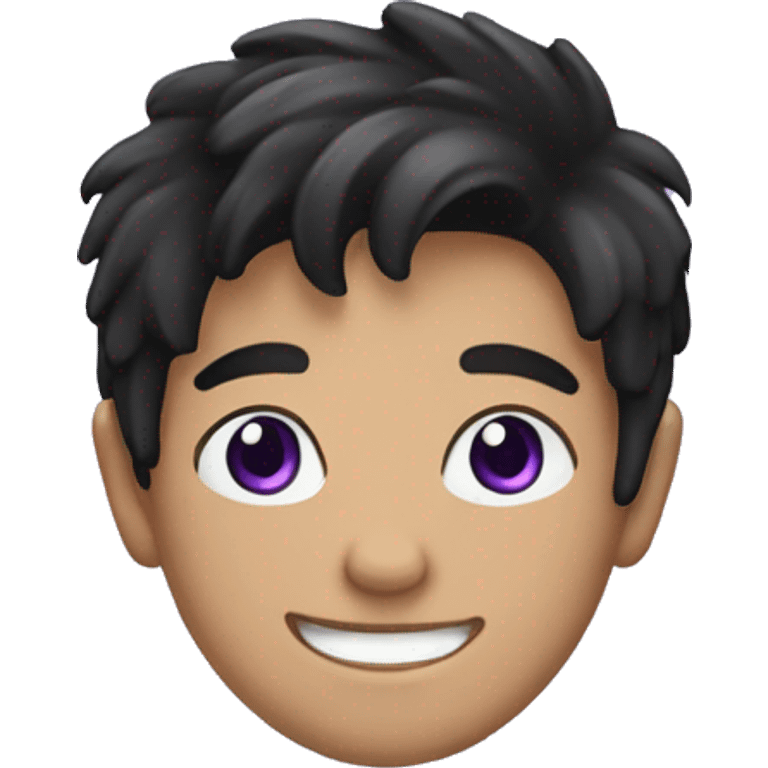 smiling boy with black hair and purple eyes emoji