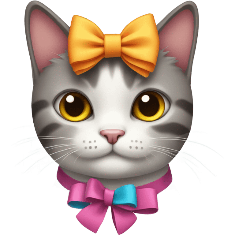 Cat wearing a bow emoji