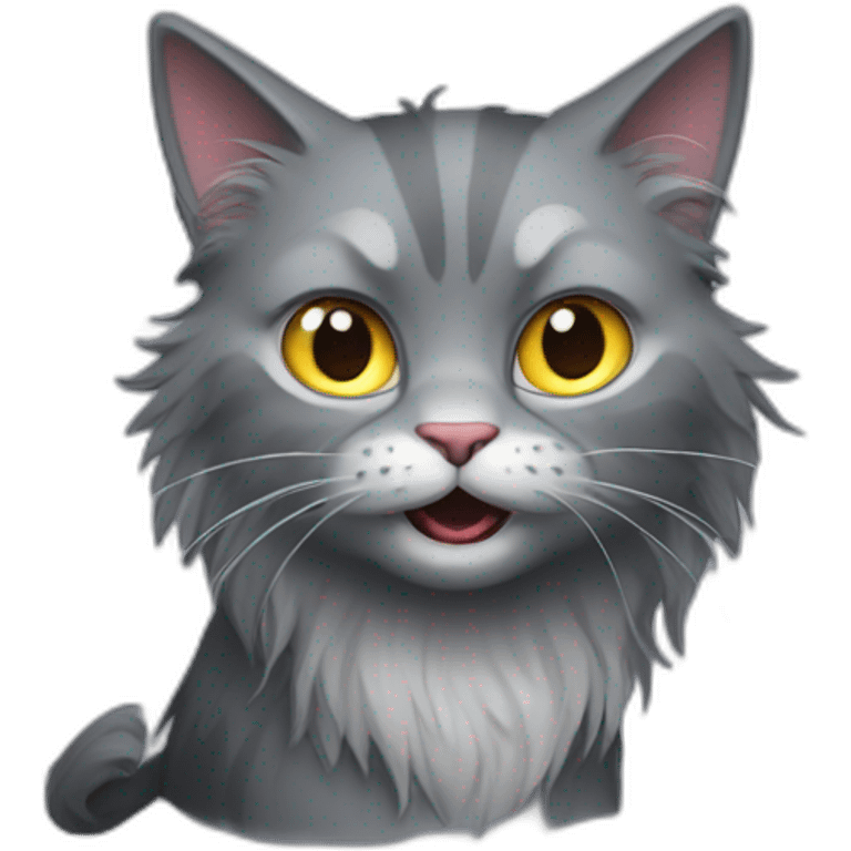 Pixar long hair cat grey evil emoji