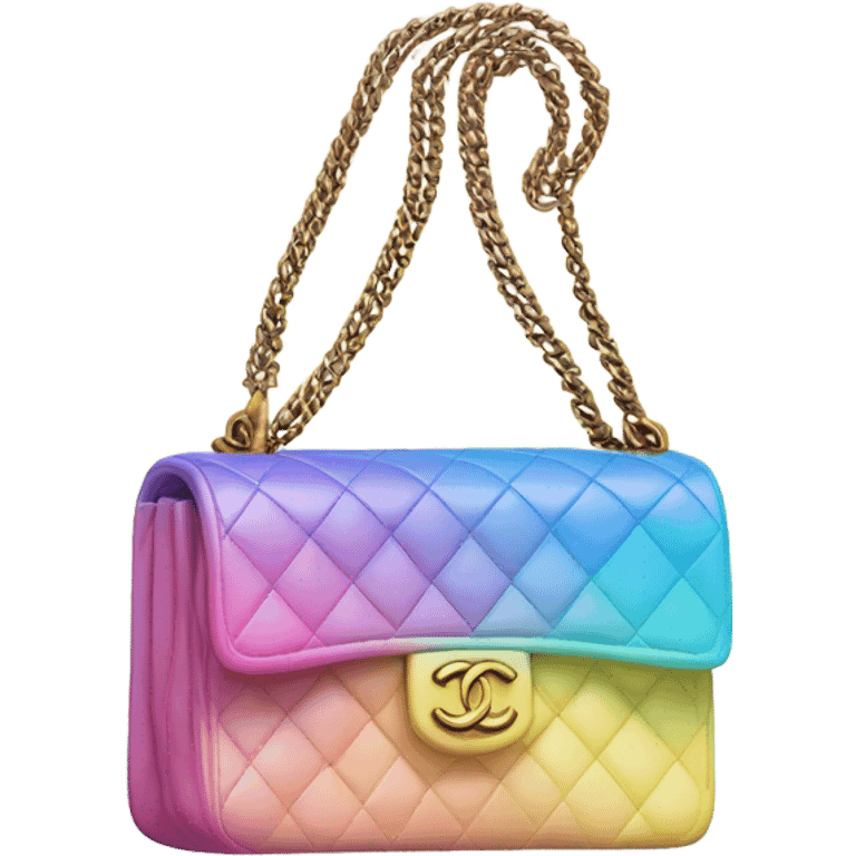 Chanel boy bag with Rainbow diagonal ombré with pastel pink, yellow and blue emoji