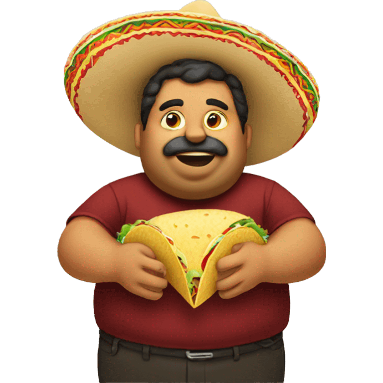 Fat Mexican eating taco emoji