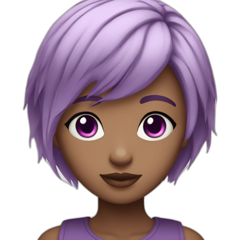 cute animate girl-purple eyes-grey pink hair-short hair emoji