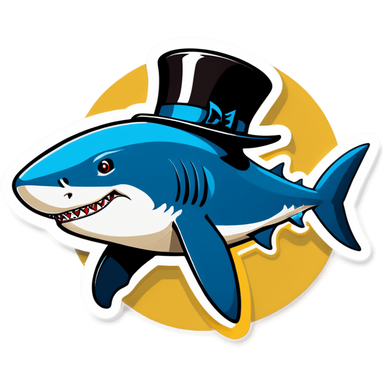 Shark with a top hat emoji