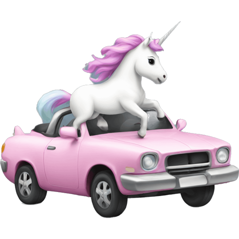 Unicorn riding car emoji