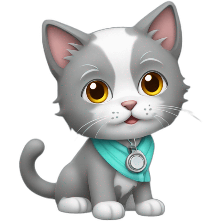 grey fluffy cat-vet treating a dog emoji