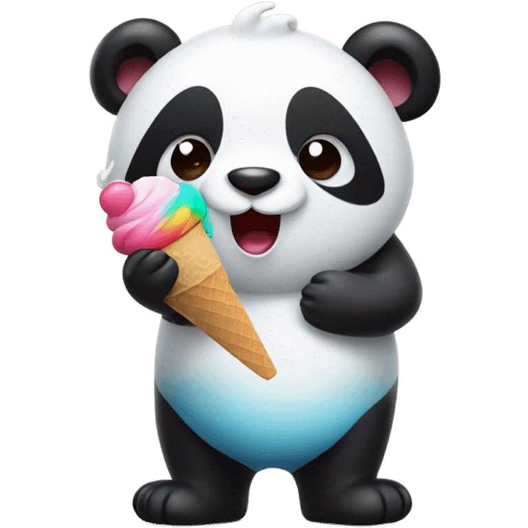 Panda eating ice cream emoji