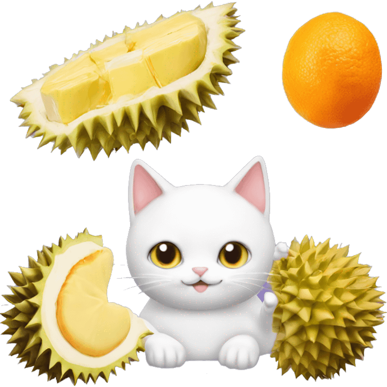 a durian cake with one orange cat one white cat on it emoji