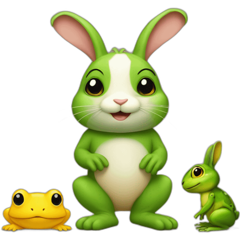 Lapin et une grenouille qui se font un câlin emoji