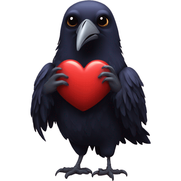 Raven holding a heart emoji