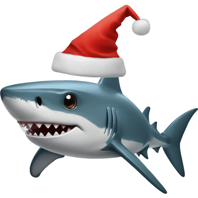 Shark with a Christmas hat emoji