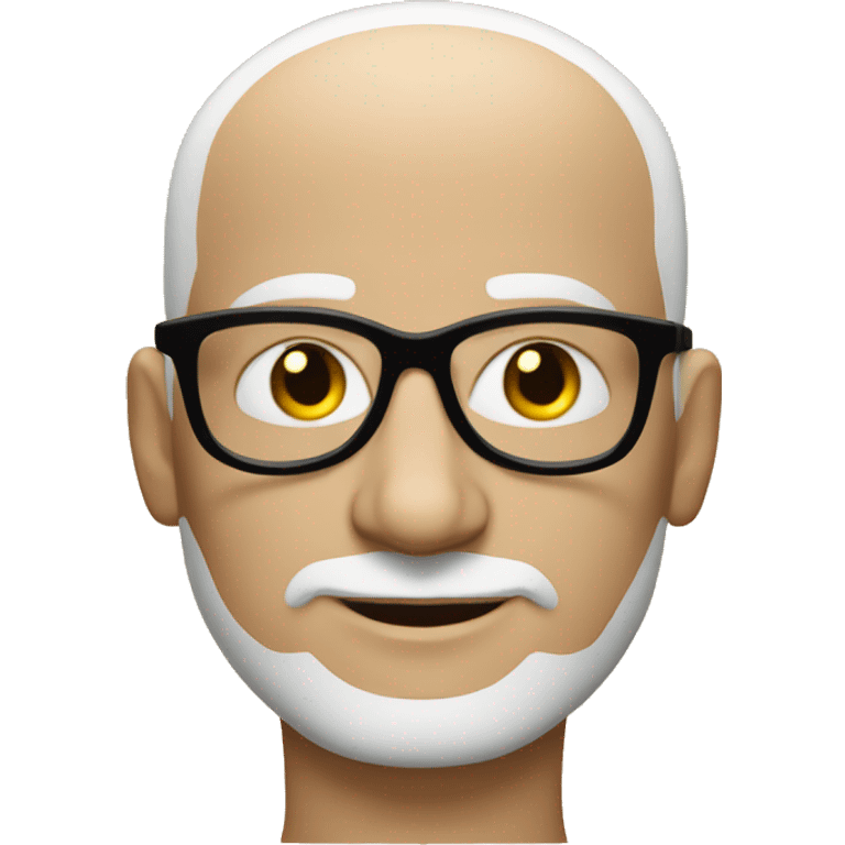 Bald white Man with thick black glasses smirk emoji