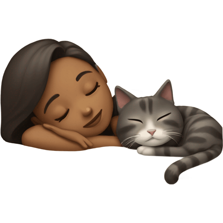 Girl and cat sleeping emoji