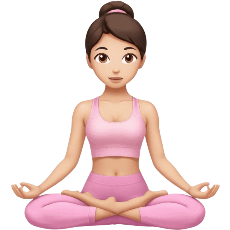 brunette yoga girl light pink clothes n emoji