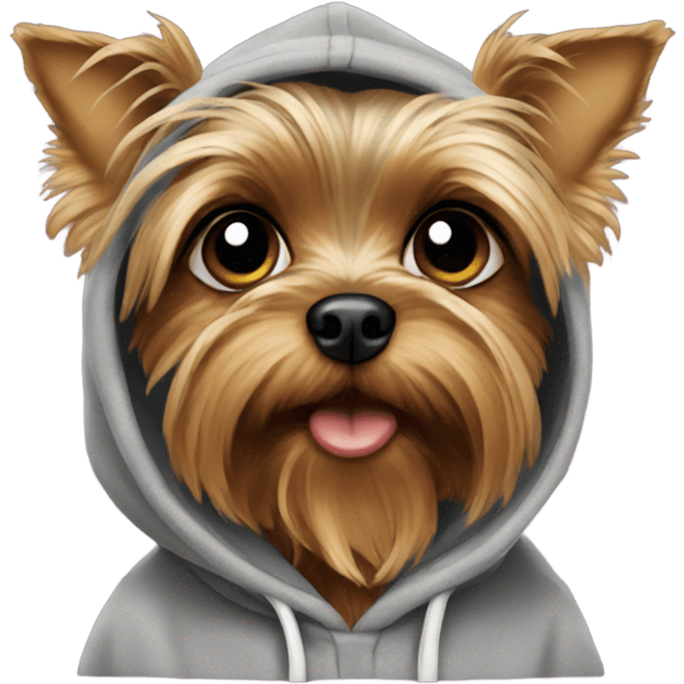 Yorkie wearing a hoodie emoji