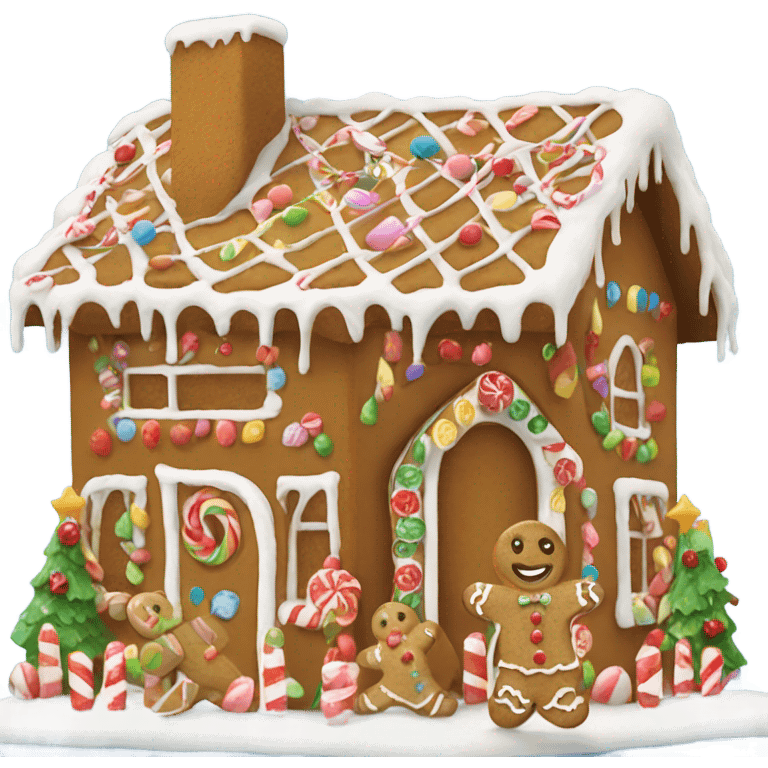 Gingerbread house with many decorations  emoji