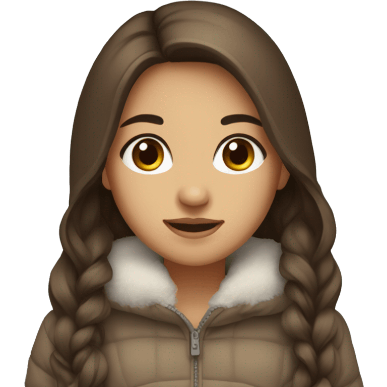 winter clothes, hispanic, long brown hair, girl, brown eyes emoji