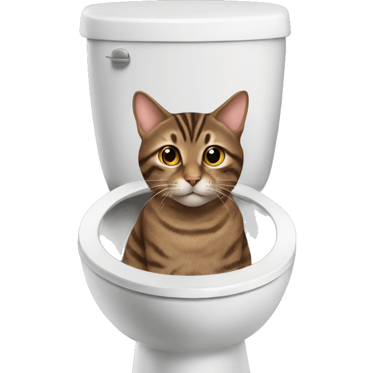 brown tabby cat on toilet emoji