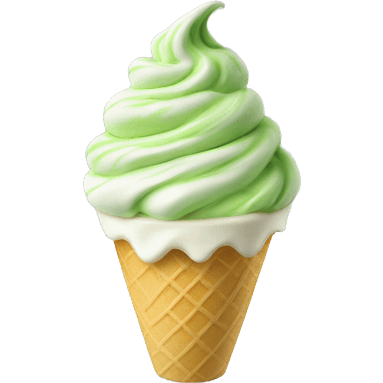 Vanilla matcha ice cream soft serve swirl in cup emoji