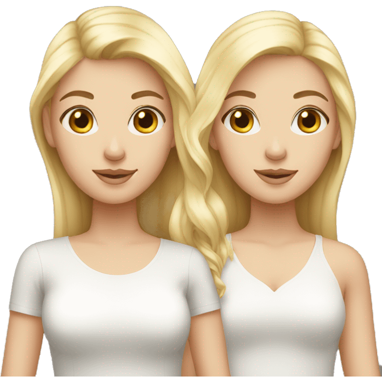 two white sisters one blonde one brunette emoji