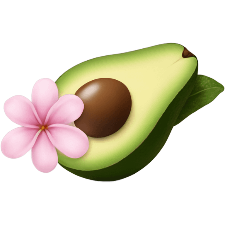 Realistic avacado with pale pink flower emoji