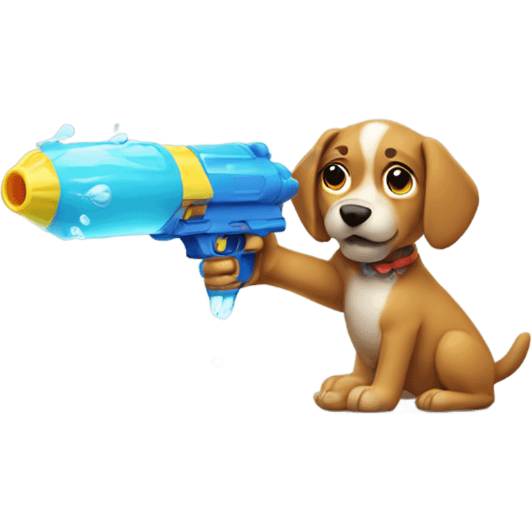 Dog shooting water gun emoji