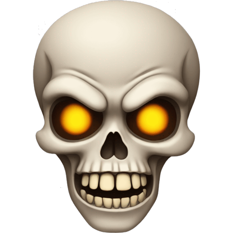 skull with skeptical or suspicious expression with devilsh smile emoji